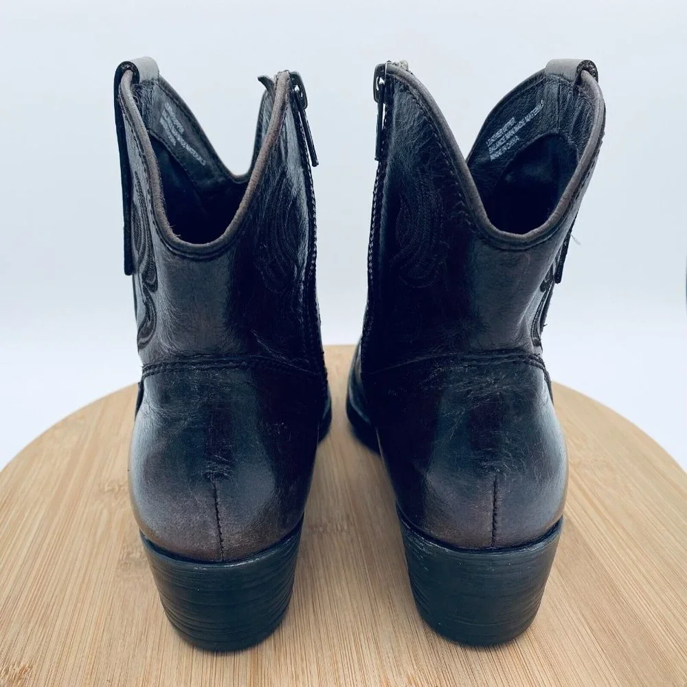 Born Cowboy Boots Womens Size 7.5 Brown Leather Western Ankle Booties Zip - Picture 8 of 11